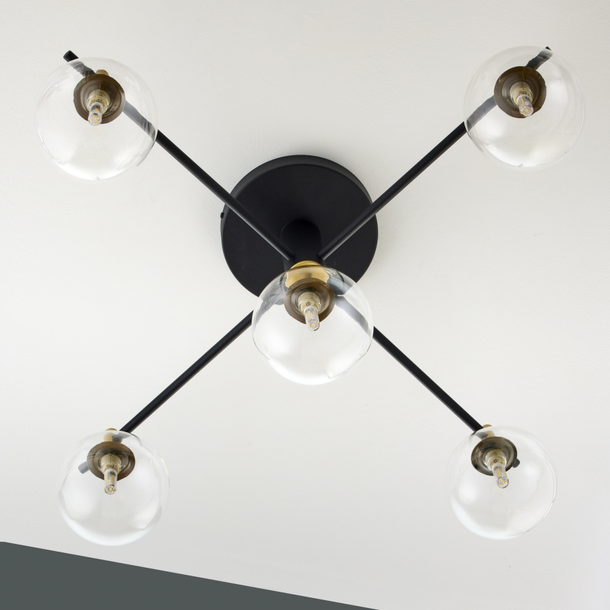 Jupiter 2035 - Loftlampe FIGARO 5xG9/10W/230V sort/guldfarvet/beige/transparent