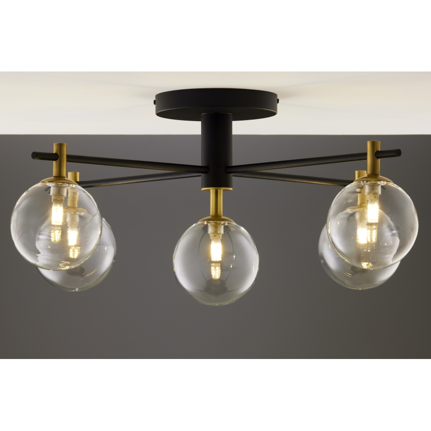 Jupiter 2035 - Loftlampe FIGARO 5xG9/10W/230V sort/guldfarvet/beige/transparent