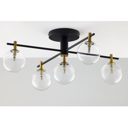 Jupiter 2035 - Loftlampe FIGARO 5xG9/10W/230V sort/guldfarvet/beige/transparent