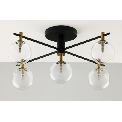 Jupiter 2035 - Loftlampe FIGARO 5xG9/10W/230V sort/guldfarvet/beige/transparent