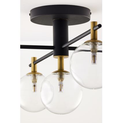 Jupiter 2035 - Loftlampe FIGARO 5xG9/10W/230V sort/guldfarvet/beige/transparent