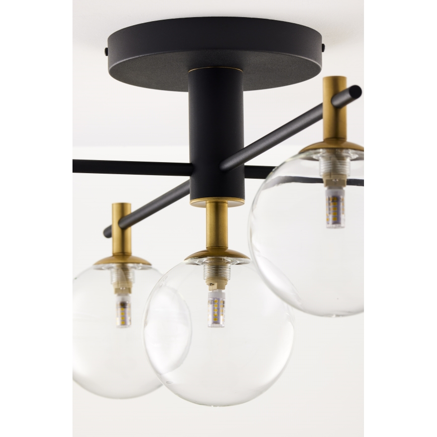 Jupiter 2035 - Loftlampe FIGARO 5xG9/10W/230V sort/guldfarvet/beige/transparent