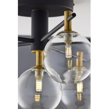 Jupiter 2036 - Loftlampe FIGARO 6xG9/10W/230V sort/guldfarvet/beige/transparent