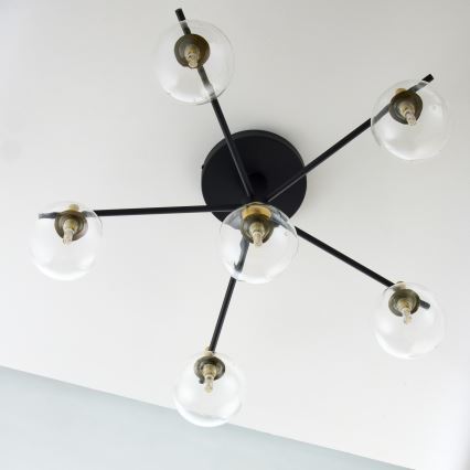 Jupiter 2036 - Loftlampe FIGARO 6xG9/10W/230V sort/guldfarvet/beige/transparent