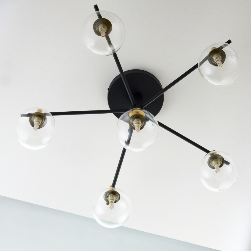 Jupiter 2036 - Loftlampe FIGARO 6xG9/10W/230V sort/guldfarvet/beige/transparent