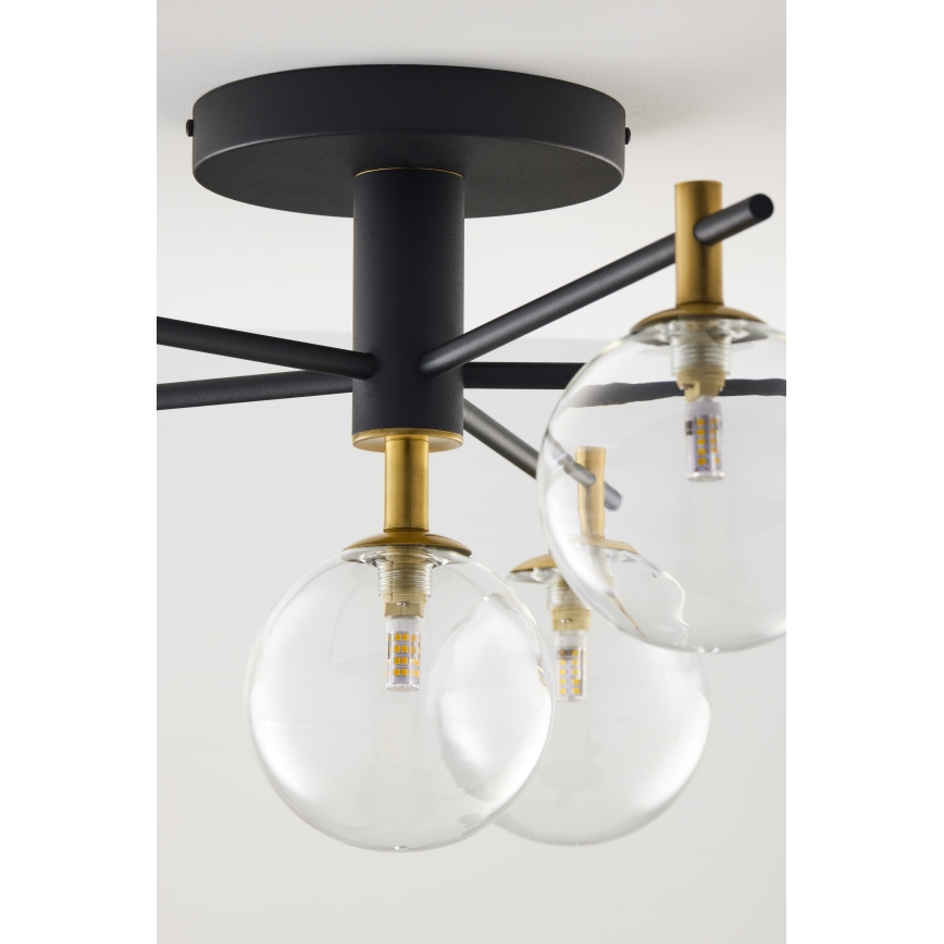 Jupiter 2036 - Loftlampe FIGARO 6xG9/10W/230V sort/guldfarvet/beige/transparent