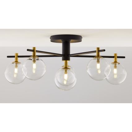 Jupiter 2036 - Loftlampe FIGARO 6xG9/10W/230V sort/guldfarvet/beige/transparent
