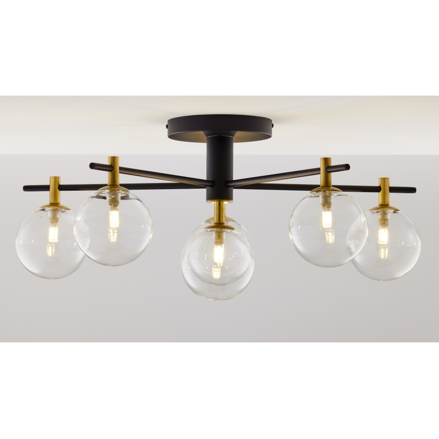 Jupiter 2036 - Loftlampe FIGARO 6xG9/10W/230V sort/guldfarvet/beige/transparent