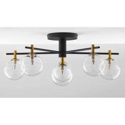 Jupiter 2036 - Loftlampe FIGARO 6xG9/10W/230V sort/guldfarvet/beige/transparent