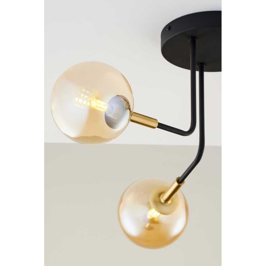 Jupiter 2037 - Pendellampe BURANO 3xG9/10W/230V sort/guldfarvet/beige