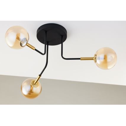 Jupiter 2037 - Pendellampe BURANO 3xG9/10W/230V sort/guldfarvet/beige