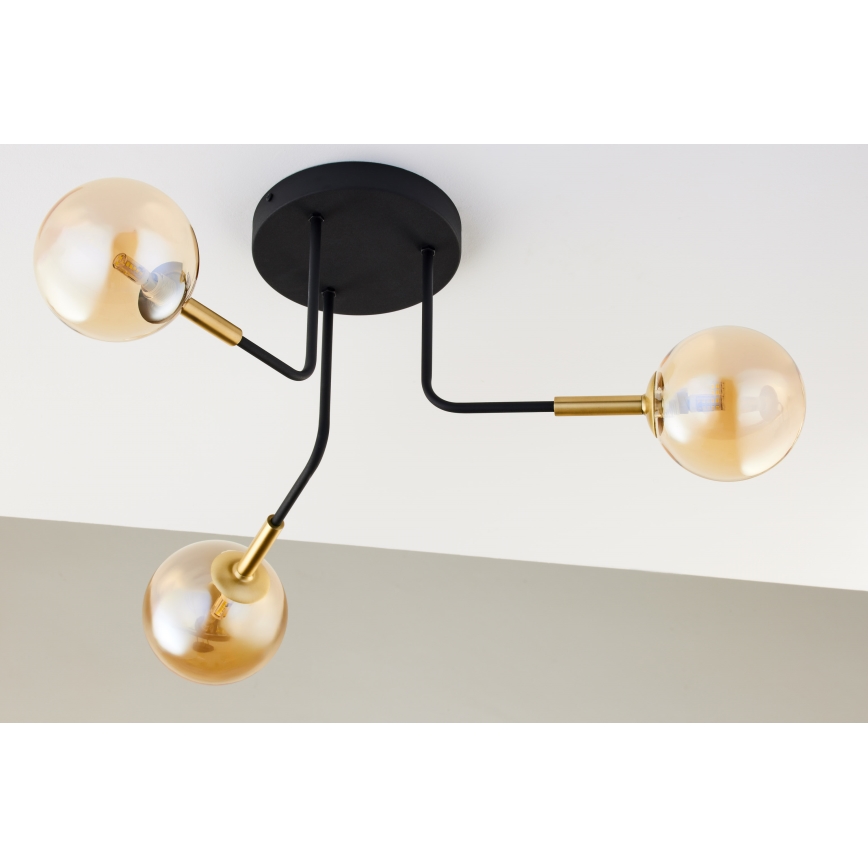 Jupiter 2037 - Pendellampe BURANO 3xG9/10W/230V sort/guldfarvet/beige