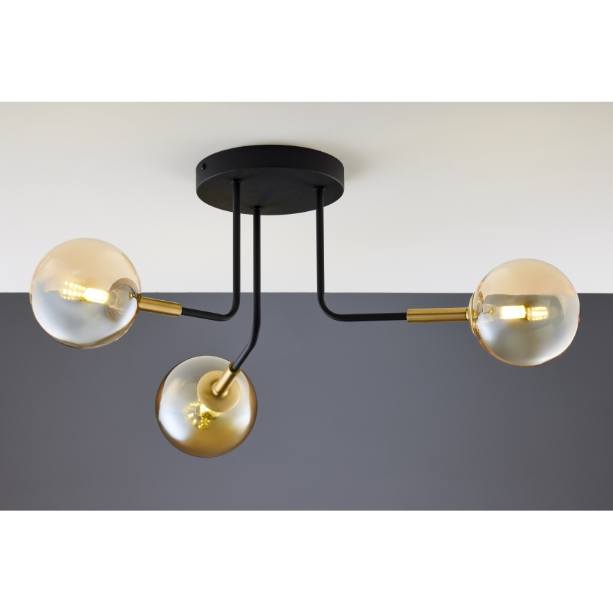 Jupiter 2037 - Pendellampe BURANO 3xG9/10W/230V sort/guldfarvet/beige
