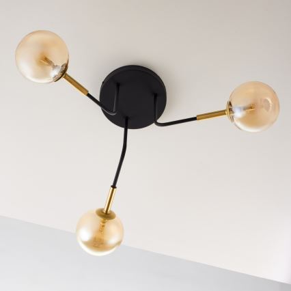 Jupiter 2037 - Pendellampe BURANO 3xG9/10W/230V sort/guldfarvet/beige