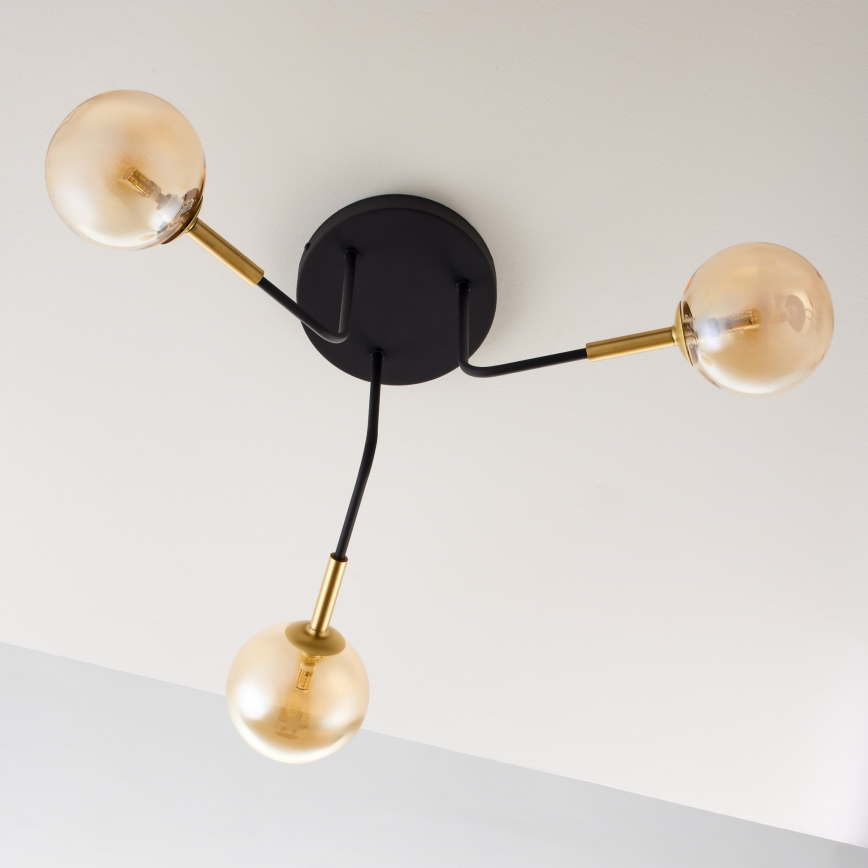 Jupiter 2037 - Pendellampe BURANO 3xG9/10W/230V sort/guldfarvet/beige