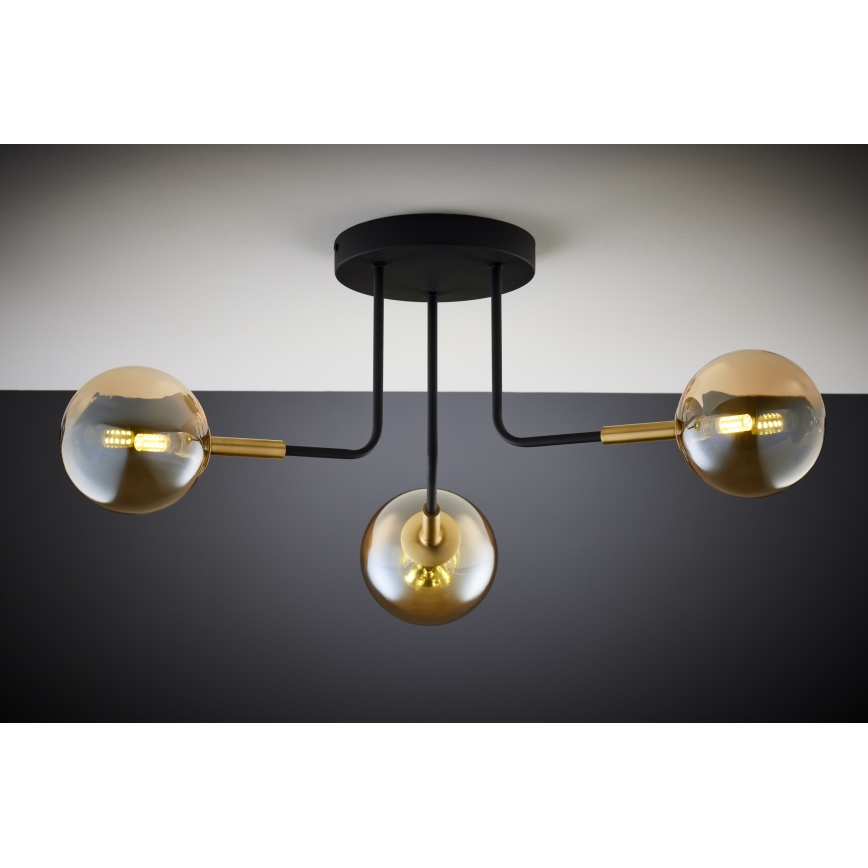 Jupiter 2037 - Pendellampe BURANO 3xG9/10W/230V sort/guldfarvet/beige