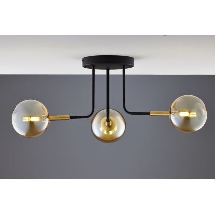 Jupiter 2037 - Pendellampe BURANO 3xG9/10W/230V sort/guldfarvet/beige