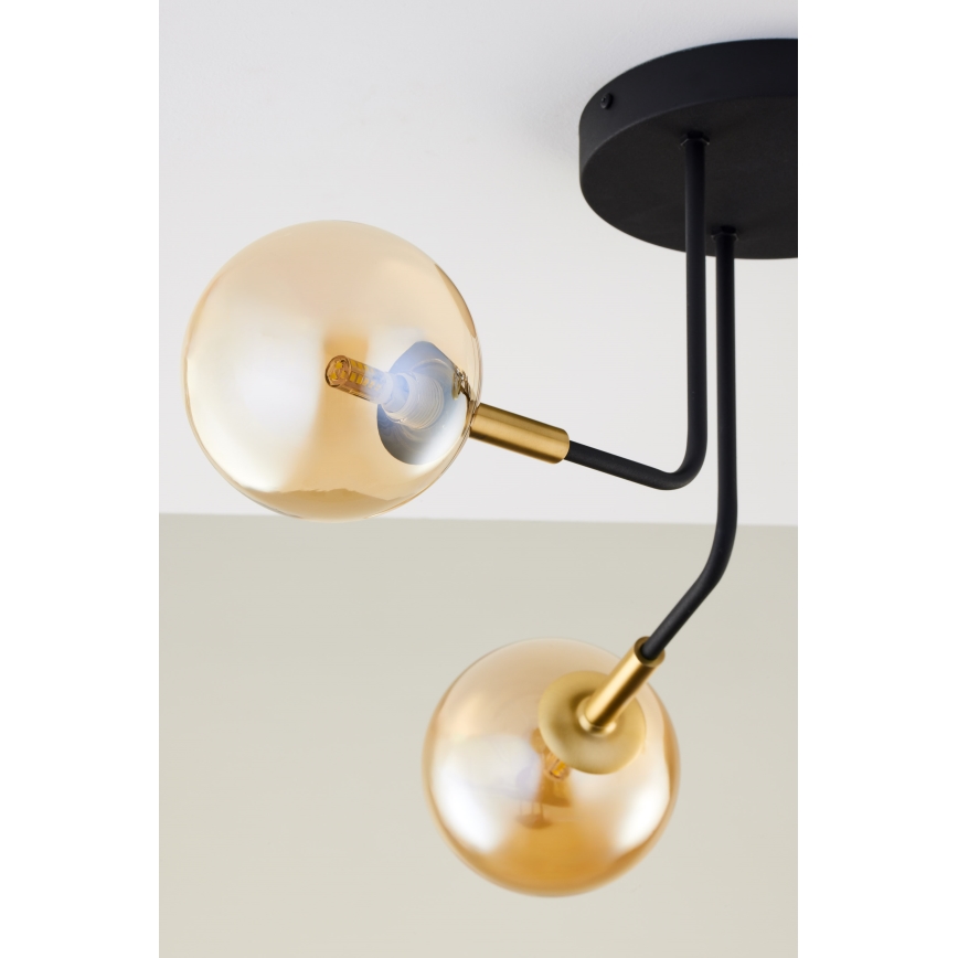Jupiter 2037 - Pendellampe BURANO 3xG9/10W/230V sort/guldfarvet/beige