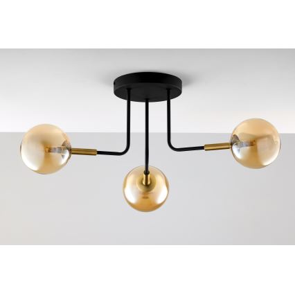 Jupiter 2037 - Pendellampe BURANO 3xG9/10W/230V sort/guldfarvet/beige