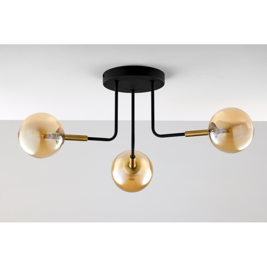 Jupiter 2037 - Pendellampe BURANO 3xG9/10W/230V sort/guldfarvet/beige