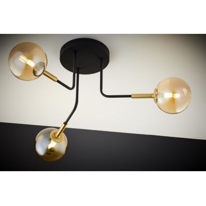 Jupiter 2037 - Pendellampe BURANO 3xG9/10W/230V sort/guldfarvet/beige