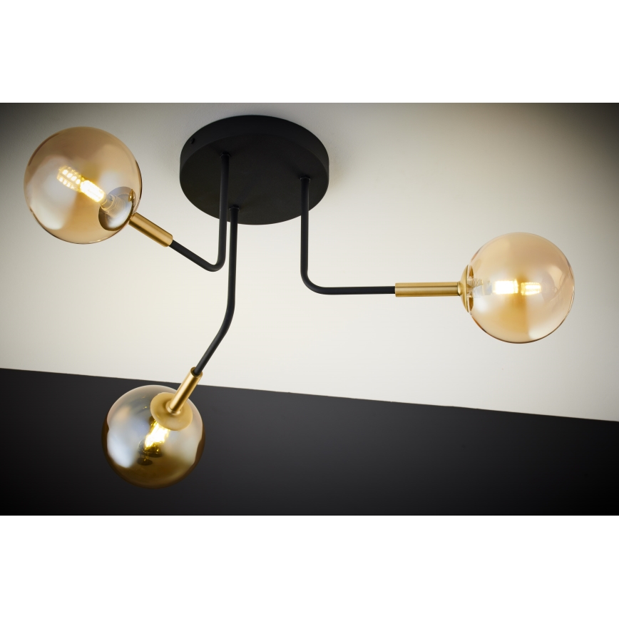 Jupiter 2037 - Pendellampe BURANO 3xG9/10W/230V sort/guldfarvet/beige