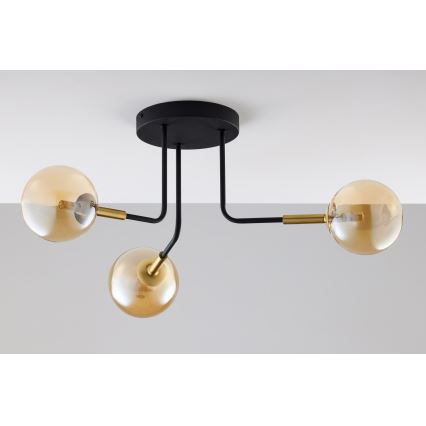 Jupiter 2037 - Pendellampe BURANO 3xG9/10W/230V sort/guldfarvet/beige