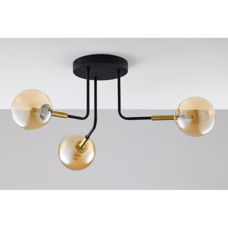 Jupiter 2037 - Pendellampe BURANO 3xG9/10W/230V sort/guldfarvet/beige