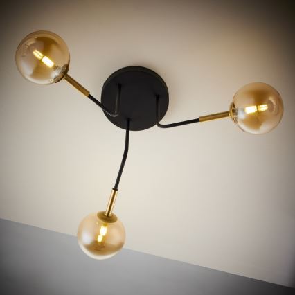 Jupiter 2037 - Pendellampe BURANO 3xG9/10W/230V sort/guldfarvet/beige
