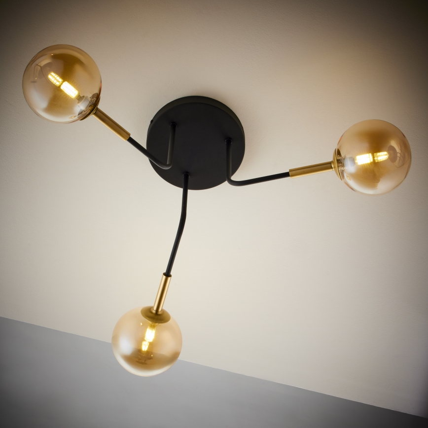 Jupiter 2037 - Pendellampe BURANO 3xG9/10W/230V sort/guldfarvet/beige