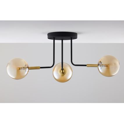 Jupiter 2037 - Pendellampe BURANO 3xG9/10W/230V sort/guldfarvet/beige