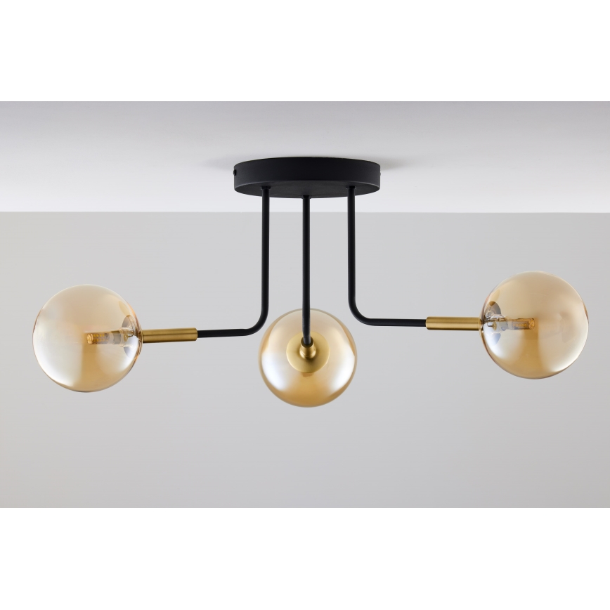Jupiter 2037 - Pendellampe BURANO 3xG9/10W/230V sort/guldfarvet/beige
