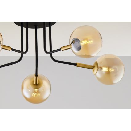 Jupiter 2038 - Pendellampe BURANO 5xG9/10W/230V sort/guldfarvet/beige