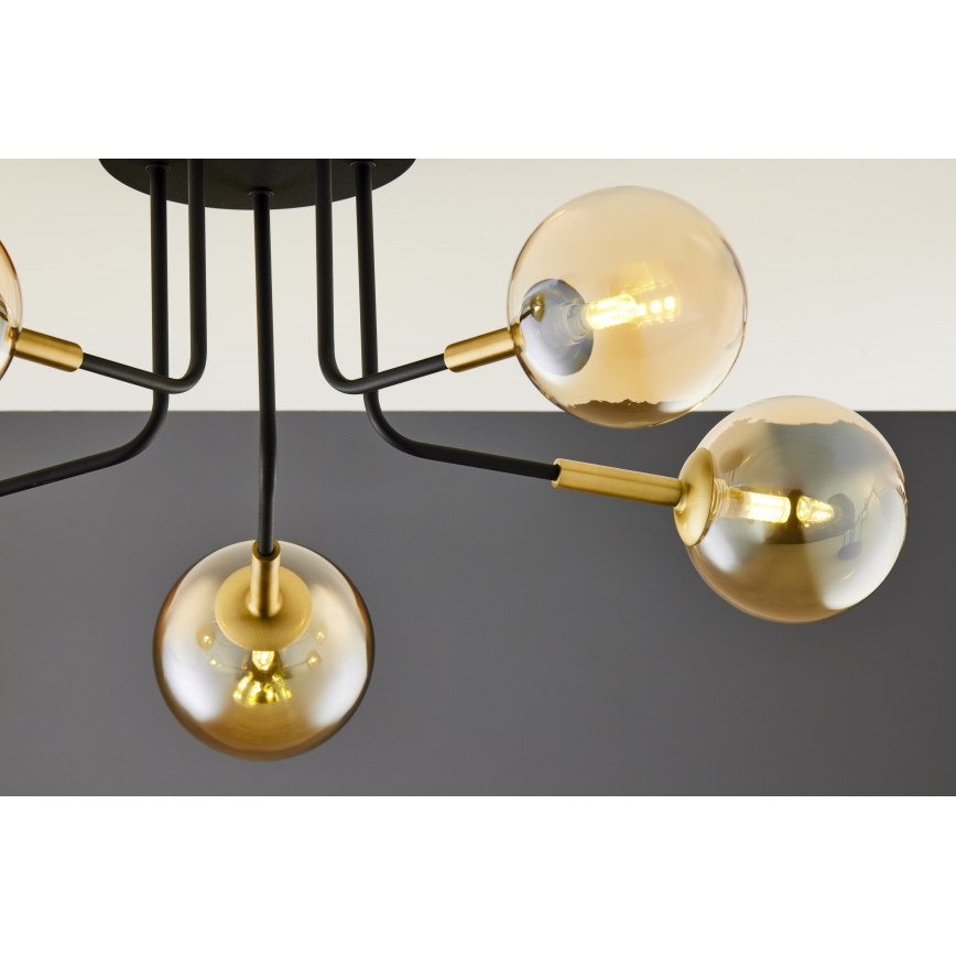 Jupiter 2038 - Pendellampe BURANO 5xG9/10W/230V sort/guldfarvet/beige