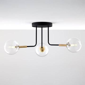Jupiter 2039 - Pendellampe BURANO 3xG9/10W/230V sort/guldfarvet/transparent