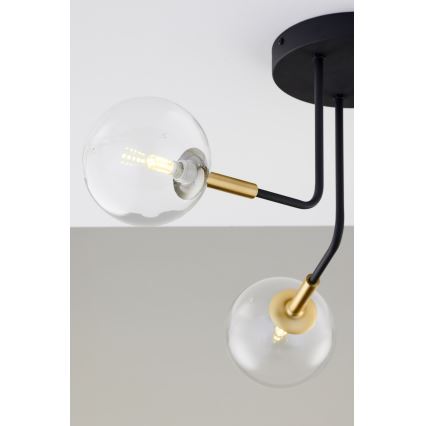 Jupiter 2039 - Pendellampe BURANO 3xG9/10W/230V sort/guldfarvet/transparent