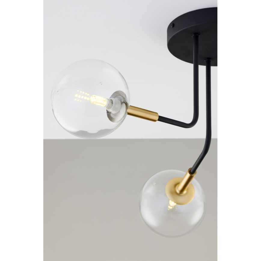 Jupiter 2039 - Pendellampe BURANO 3xG9/10W/230V sort/guldfarvet/transparent