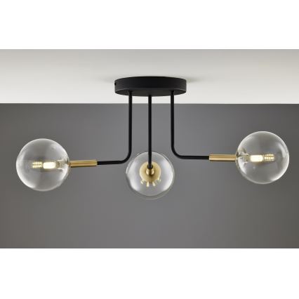 Jupiter 2039 - Pendellampe BURANO 3xG9/10W/230V sort/guldfarvet/transparent