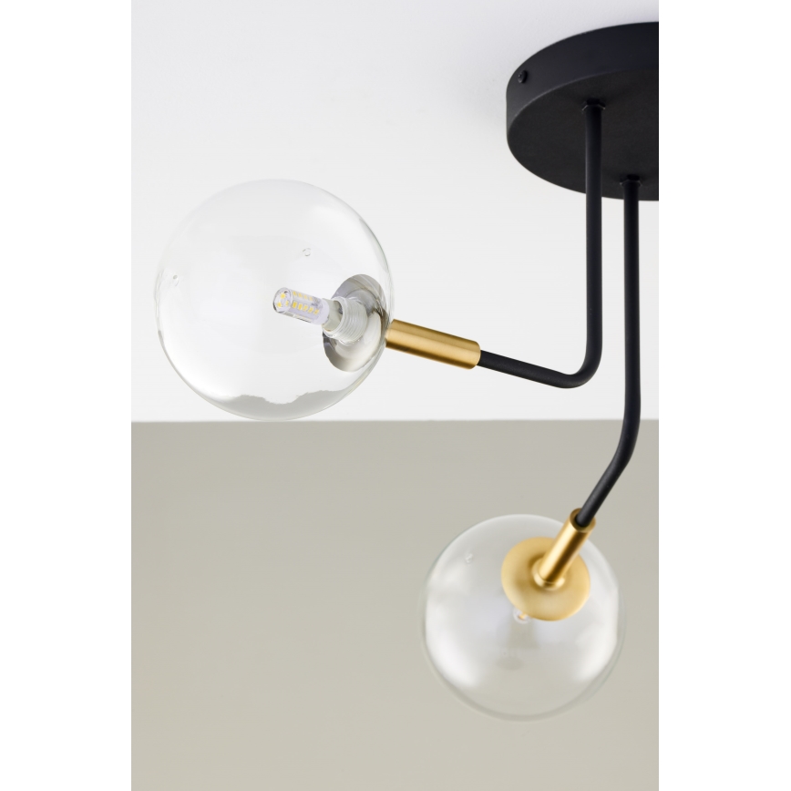 Jupiter 2039 - Pendellampe BURANO 3xG9/10W/230V sort/guldfarvet/transparent