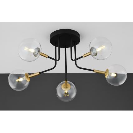 Jupiter 2040 - Pendellampe BURANO 5xG9/10W/230V sort/guldfarvet/transparent