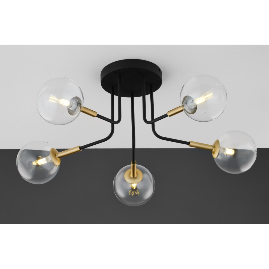 Jupiter 2040 - Pendellampe BURANO 5xG9/10W/230V sort/guldfarvet/transparent