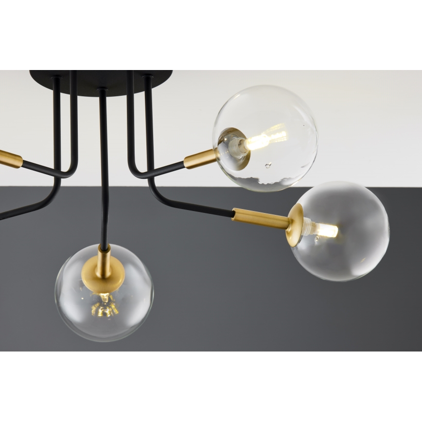 Jupiter 2040 - Pendellampe BURANO 5xG9/10W/230V sort/guldfarvet/transparent