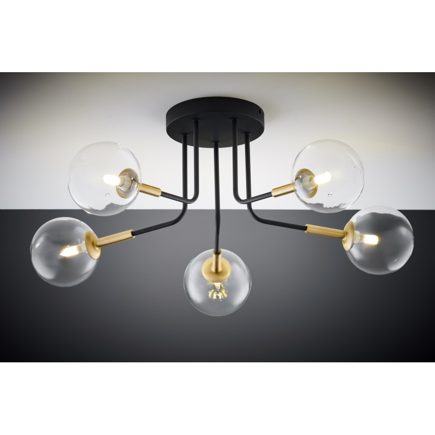 Jupiter 2040 - Pendellampe BURANO 5xG9/10W/230V sort/guldfarvet/transparent