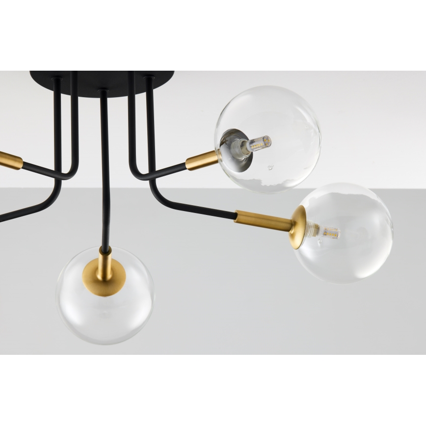 Jupiter 2040 - Pendellampe BURANO 5xG9/10W/230V sort/guldfarvet/transparent