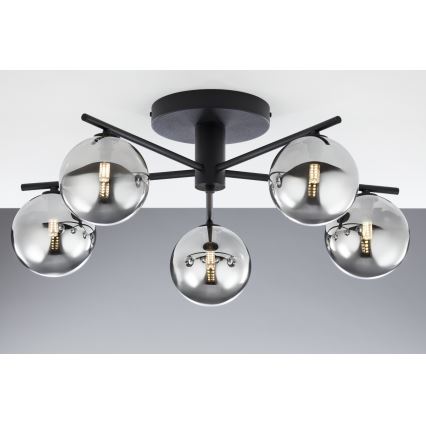 Jupiter 2048 - Overflademonteret loftlampe PRATO 5xG9/14W/230V sort/røggrå