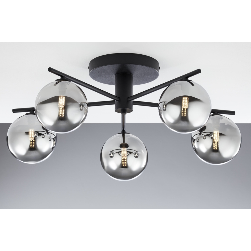 Jupiter 2048 - Overflademonteret loftlampe PRATO 5xG9/14W/230V sort/røggrå