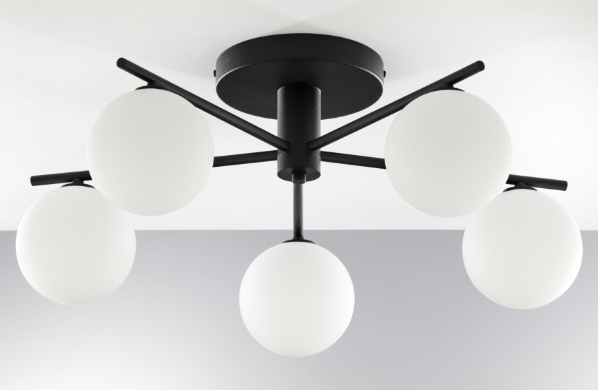 Jupiter 2049 - Overflademonteret lysekrone PRATO 5xG9/14W/230V sort/hvid