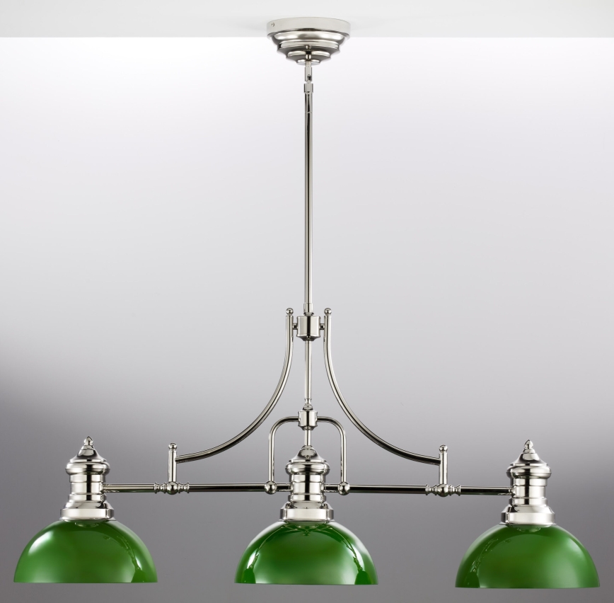 Jupiter 2072 - Stangpendel PLATINO 3xE27/15W/230V grøn/blank krom