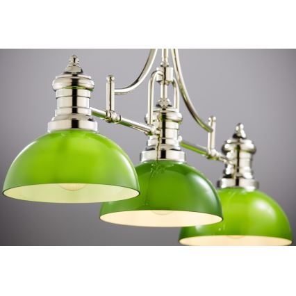 Jupiter 2072 - Stangpendel PLATINO 3xE27/15W/230V grøn/blank krom