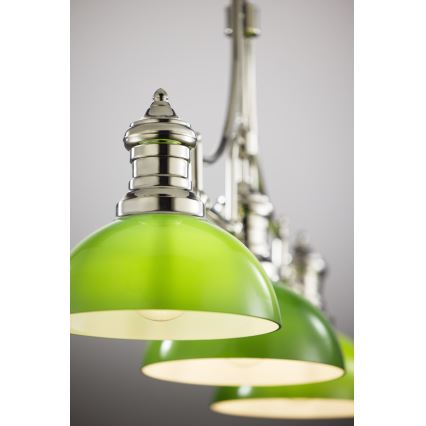 Jupiter 2072 - Stangpendel PLATINO 3xE27/15W/230V grøn/blank krom